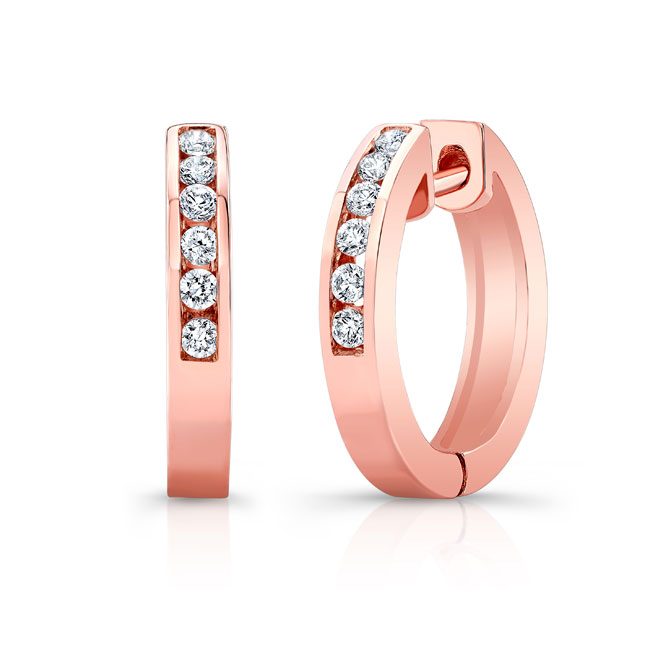 Rose Gold 0.25 Carat Channel Lab Diamond Hoop Earrings