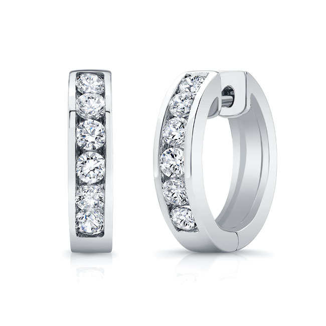 1 Carat Channel Lab Diamond Hoop Earrings