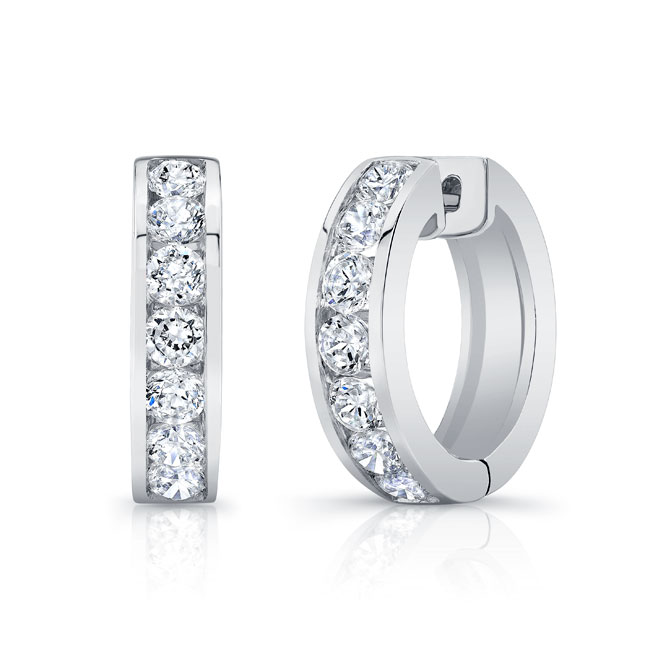 2 Carat Channel Diamond Hoop Earrings