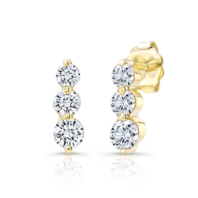 Yellow Gold Small Lab Grown Diamond Journey Earrings