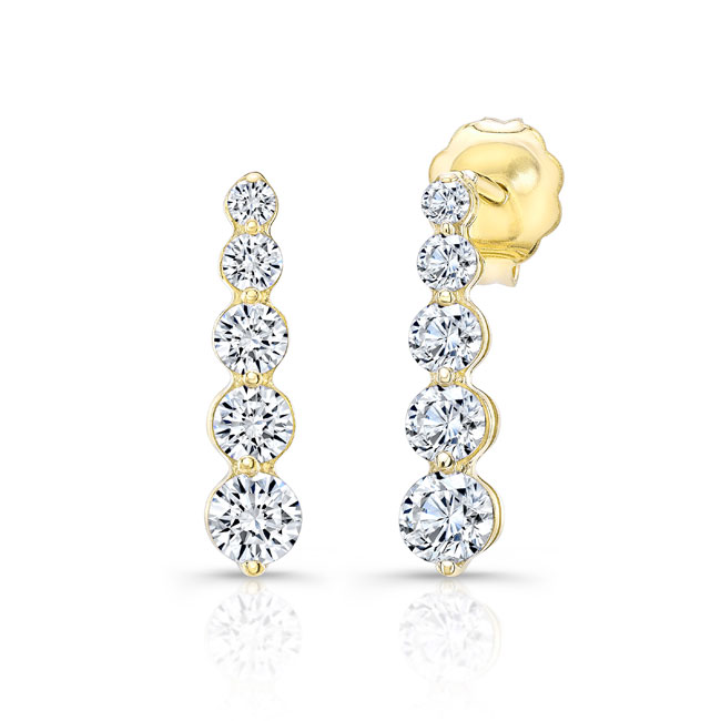 Yellow Gold 0.8 Carat Linear Diamond Earrings