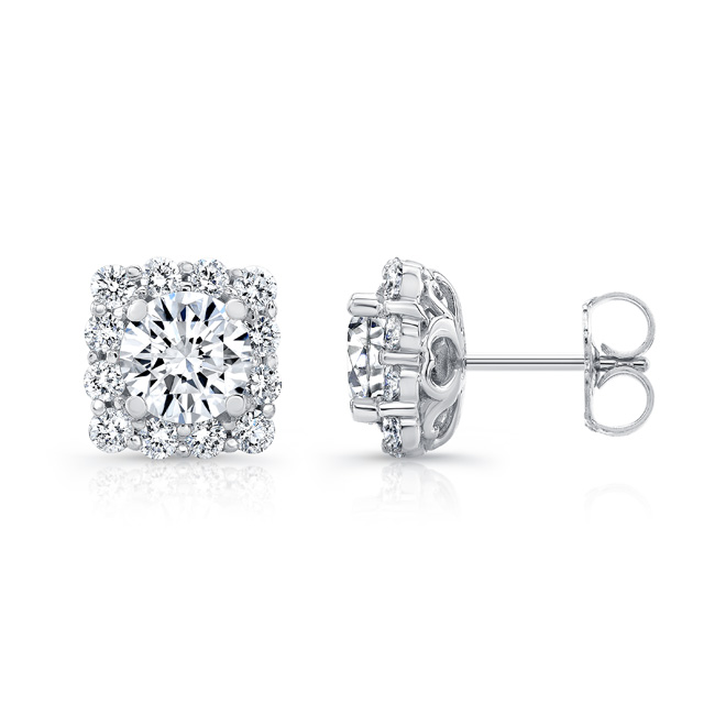 1.00ct. Cushion Diamond Halo Studs Image 2