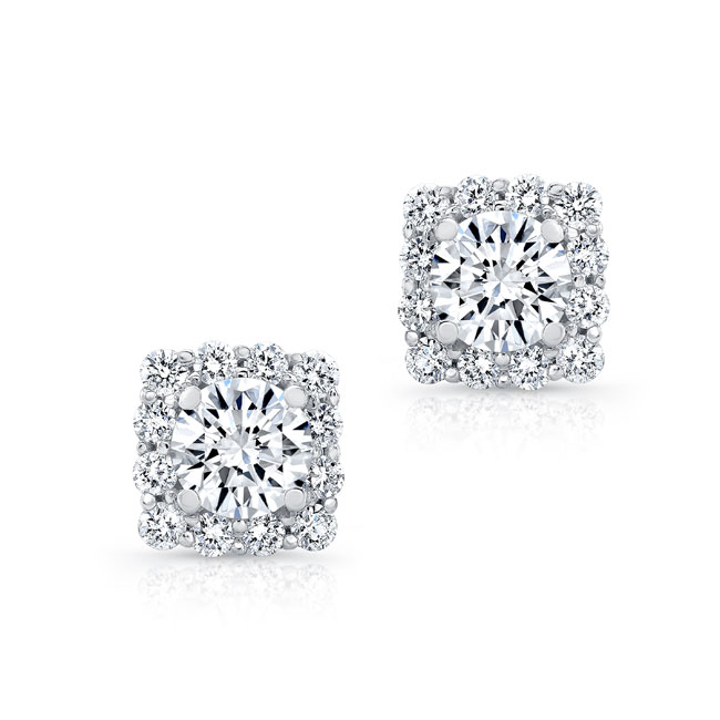 1.00ct. Cushion Diamond Halo Studs