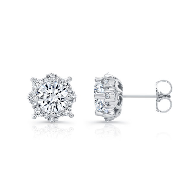 1.00ct. Unique Halo Diamond Studs Image 2