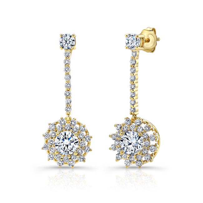 Yellow Gold Diamond Drop Earrings