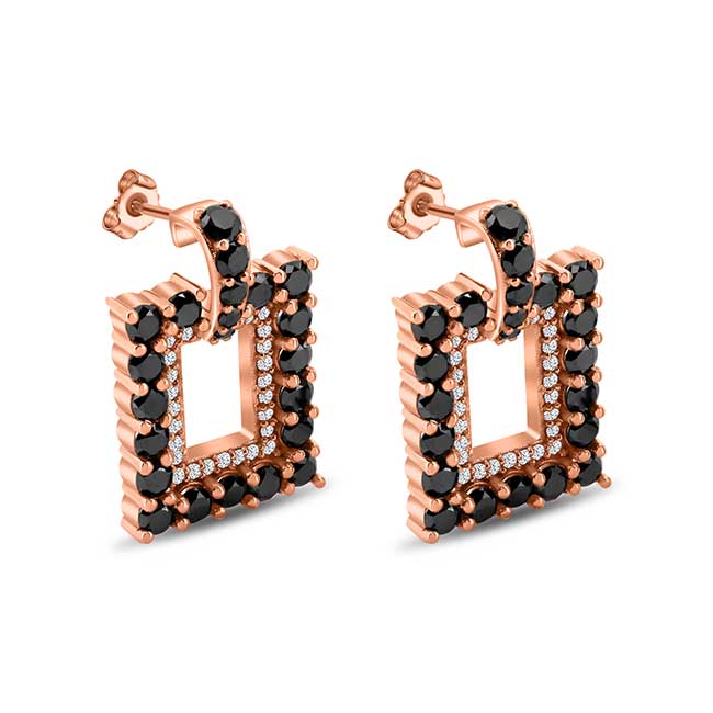 Rose Gold Black Diamond Earrings Image 2