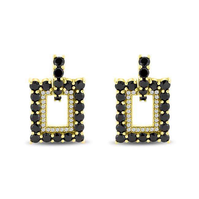 Yellow Gold Black Diamond Earrings