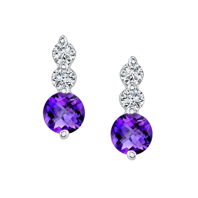 Amethyst And Diamond Earrings