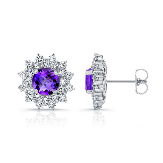 1.00ct. Double Halo Amethyst Studs Image 2