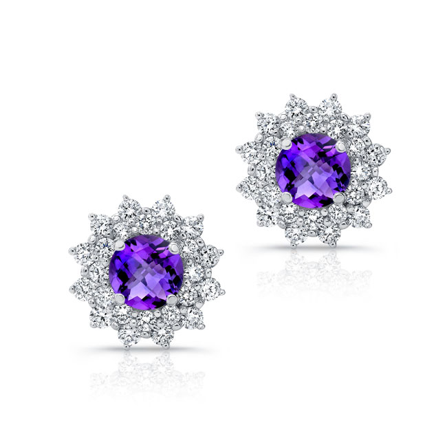 1.00ct. Double Halo Amethyst Studs