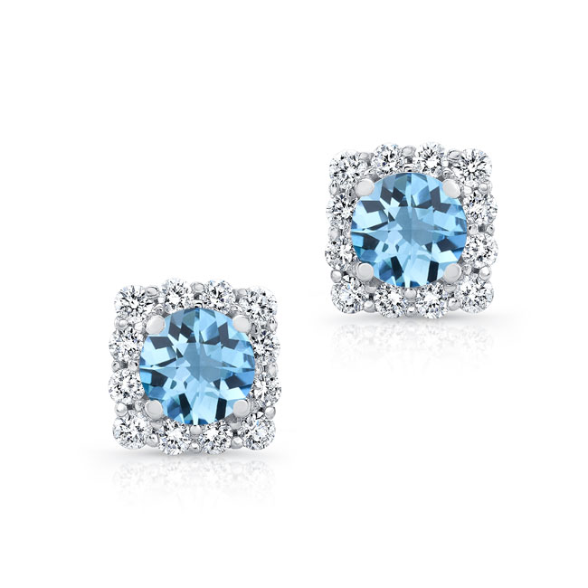 1.00ct. Cushion Aquamarine Halo Studs