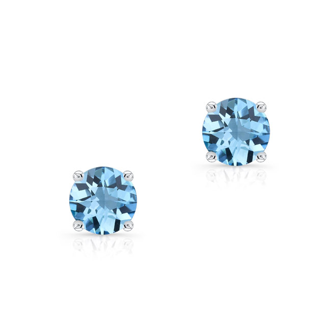 1 Carat Aquamarine Studs Image 2