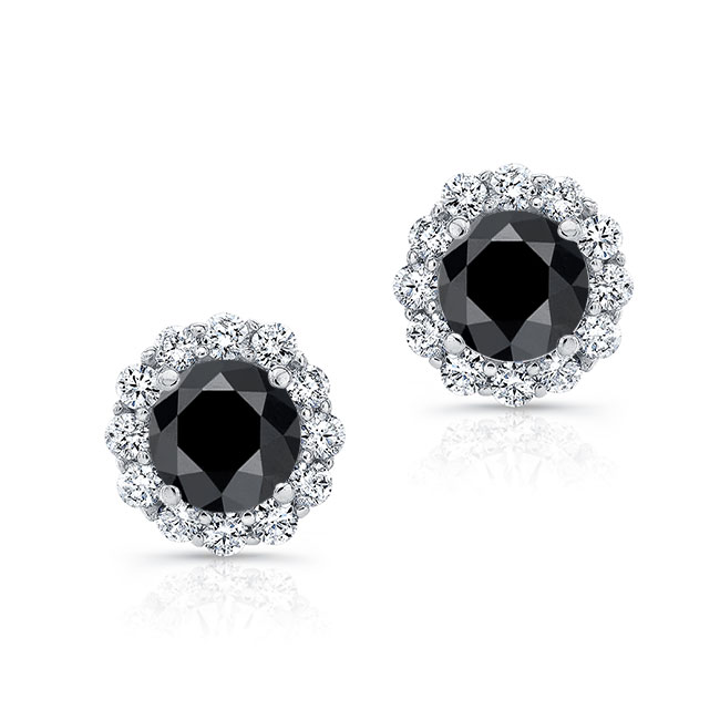 1 Carat Black Diamond Halo Studs