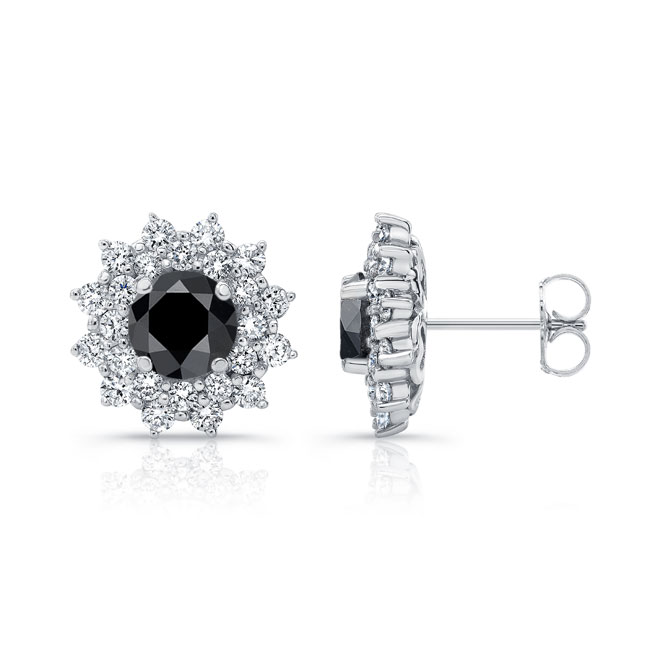 1.00ct. Double Halo Black Diamond Studs Image 2