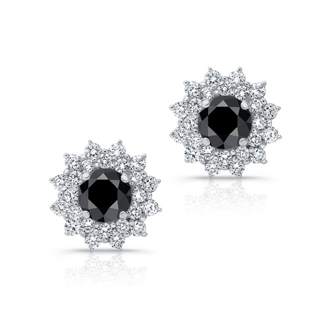 1.00ct. Double Halo Black Diamond Studs