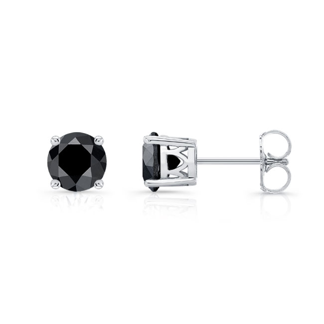 1 Carat Black Diamond Studs Image 2