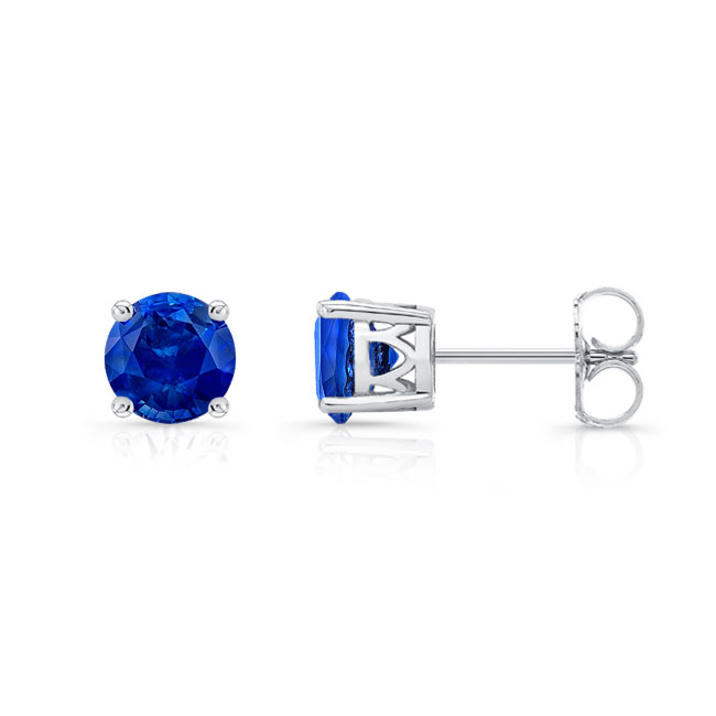 1 Carat Blue Sapphire Studs Image 2