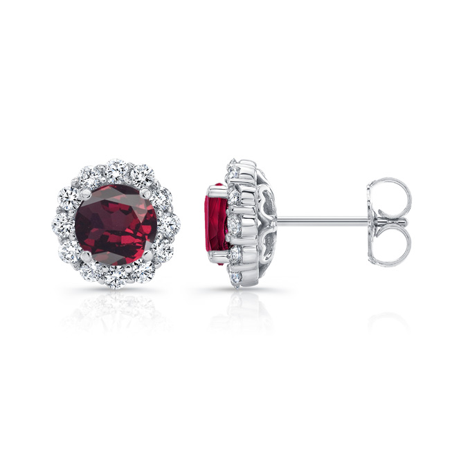 1 Carat Garnet Halo Studs Image 2