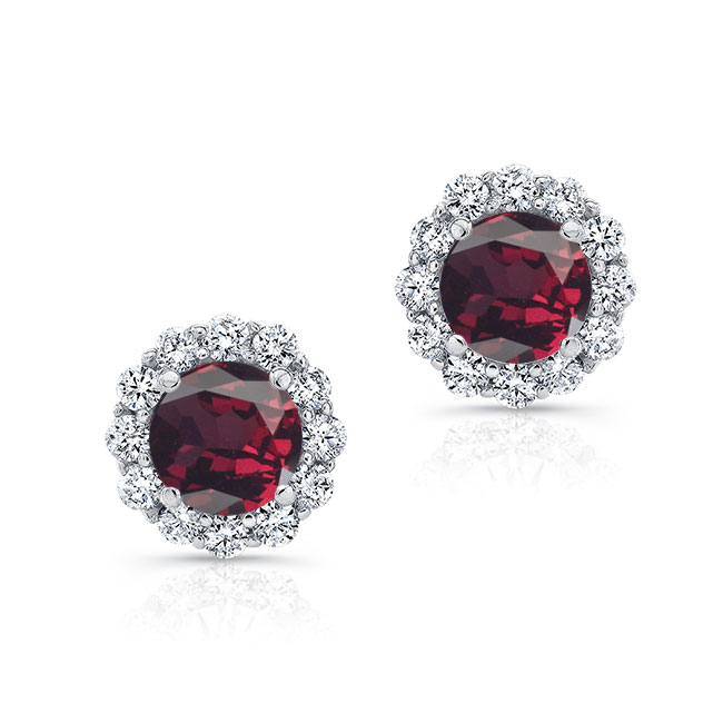 1 Carat Garnet Halo Studs