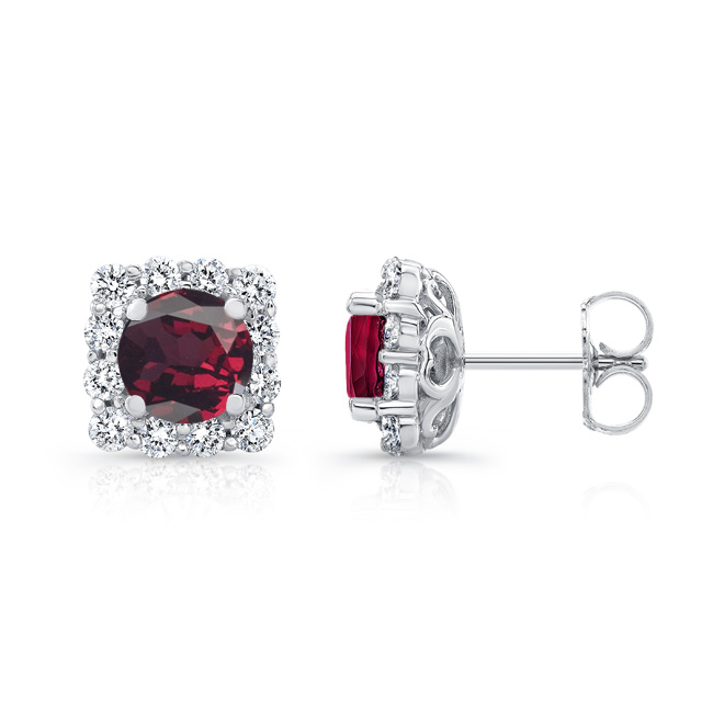 1.00ct. Cushion Garnet Halo Studs Image 2