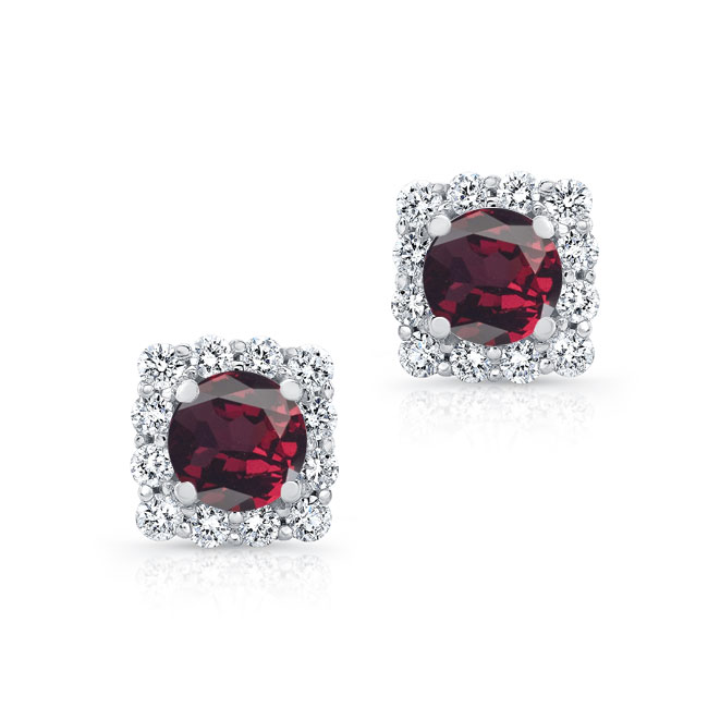 1.00ct. Cushion Garnet Halo Studs