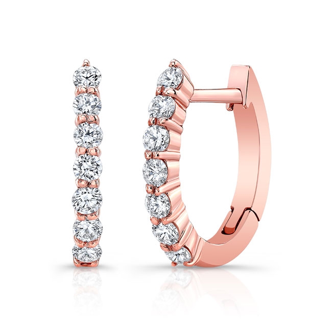 Rose Gold 0.4 Carat Diamond Hoop Earrings