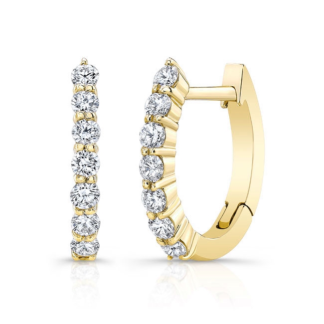 Yellow Gold 0.4 Carat Diamond Hoop Earrings