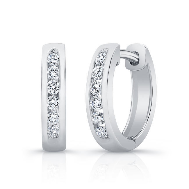 0.18 Carat Channel Diamond Hoop Earrings