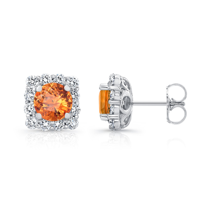 1.00ct. Cushion Citrine Halo Studs Image 2