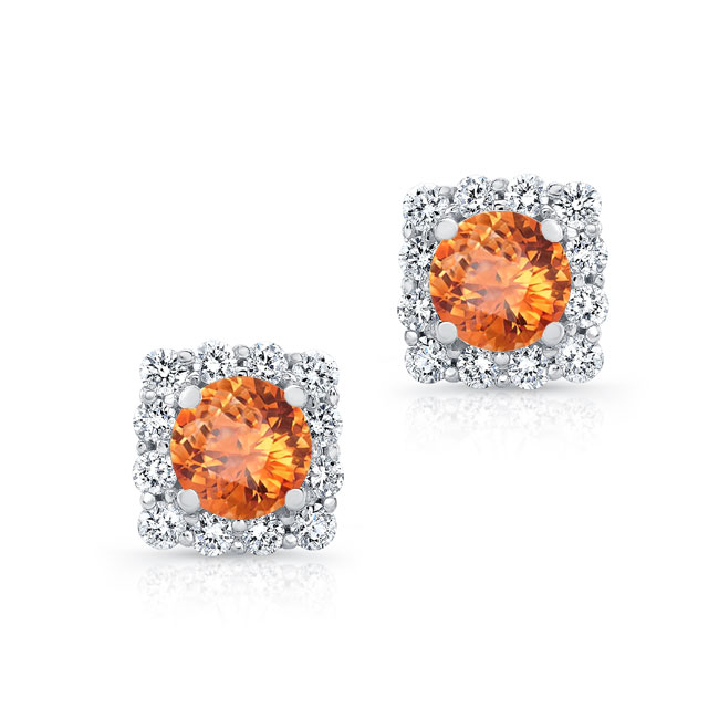 1.00ct. Cushion Citrine Halo Studs