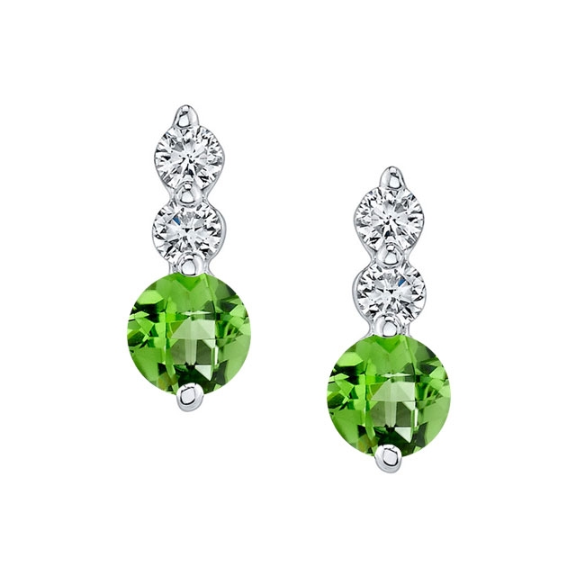 Peridot And Diamond Earrings