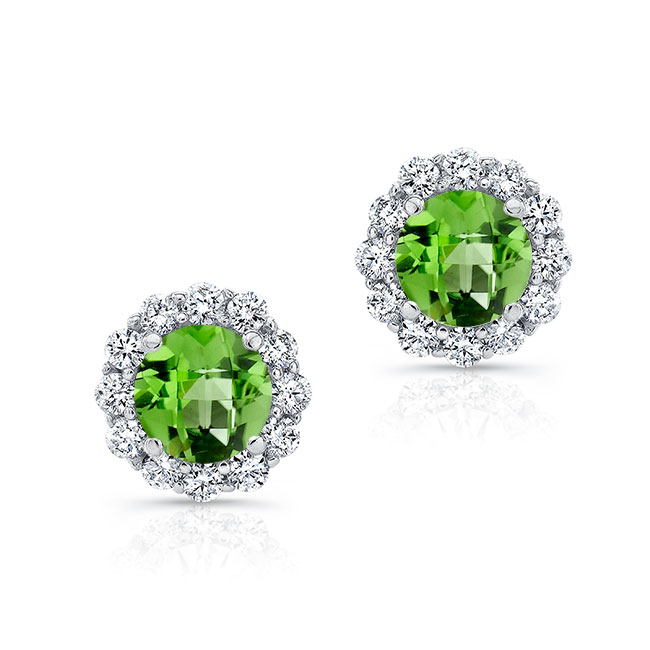 1 Carat Peridot Halo Studs