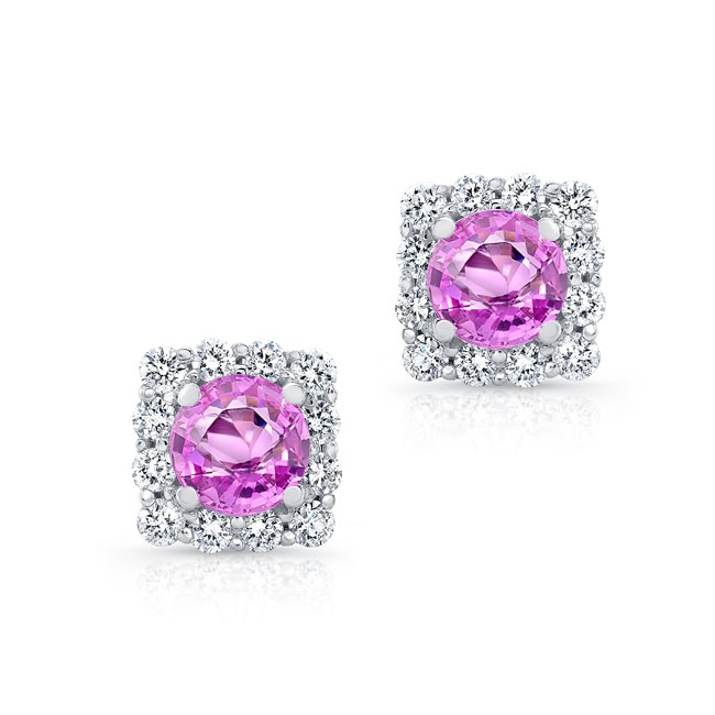 1.00ct. Cushion Pink Sapphire Halo Studs