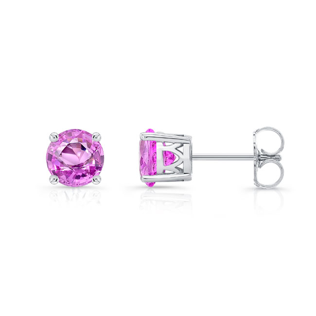 1 Carat Pink Sapphire Studs Image 2