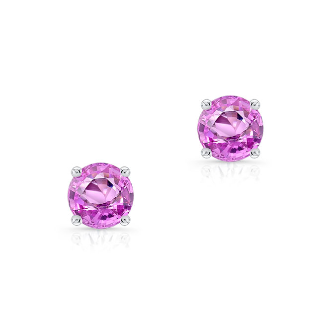 1 Carat Pink Sapphire Studs