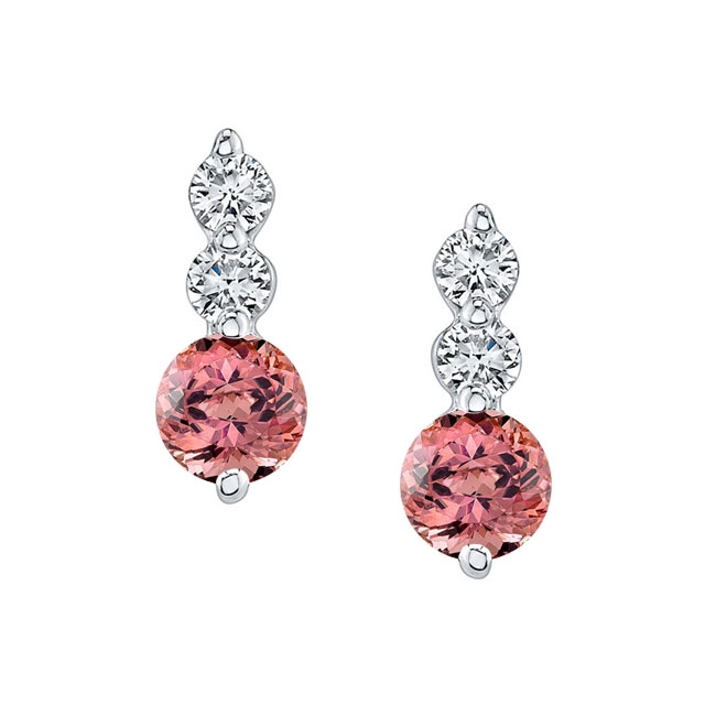 Pink Tourmaline And Diamond Earrings