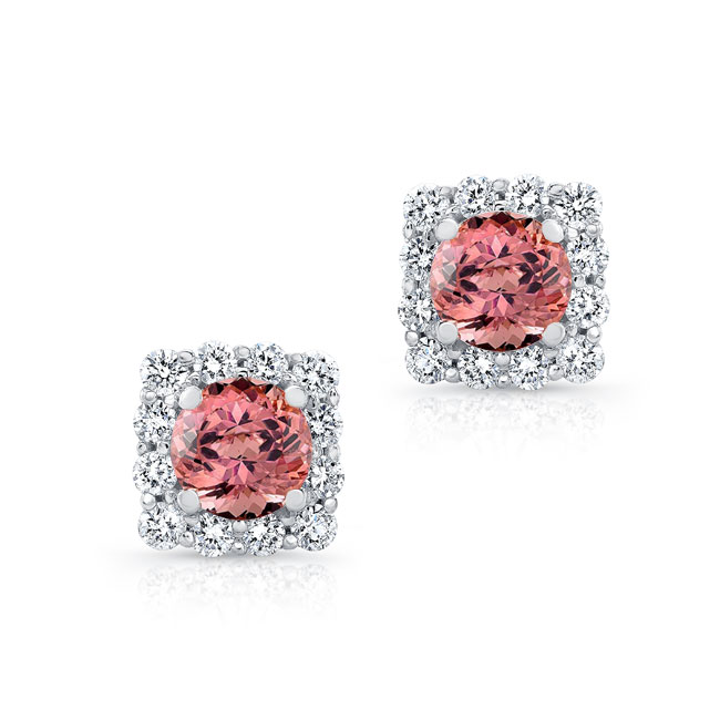 1.00ct. Cushion Pink Tourmaline Halo Studs