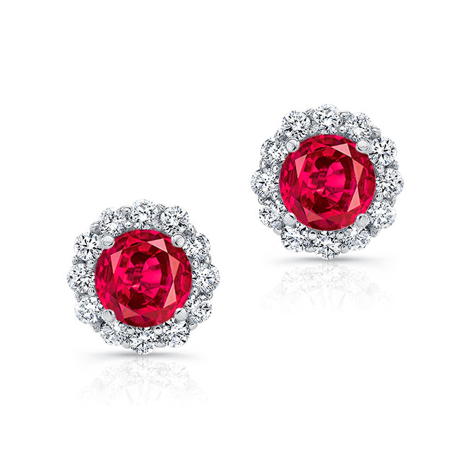 1 Carat Ruby Halo Studs