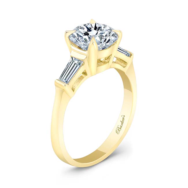 Yellow Gold 2 Carat Round Moissanite Ring Image 2