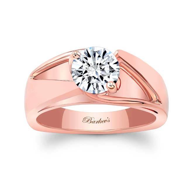 Rose Gold Wide Split Shank Moissanite Solitaire Ring