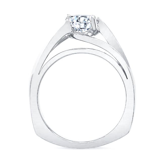 White Gold Wide Split Shank Moissanite Solitaire Ring Image 2