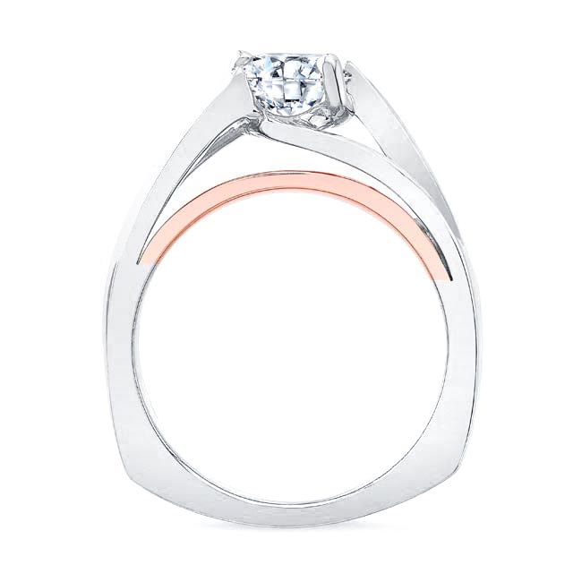 White Rose Gold Wide Split Shank Moissanite Solitaire Ring Image 2