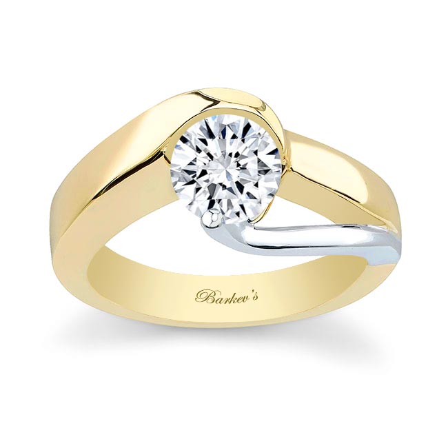 White Yellow Gold 0.75 Carat Solitaire Moissanite Ring