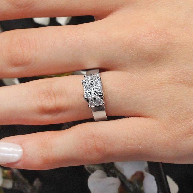 White Gold 5 Stone Moissanite Engagement Ring Image 3