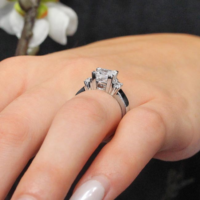 White Gold 5 Stone Moissanite Engagement Ring Image 5