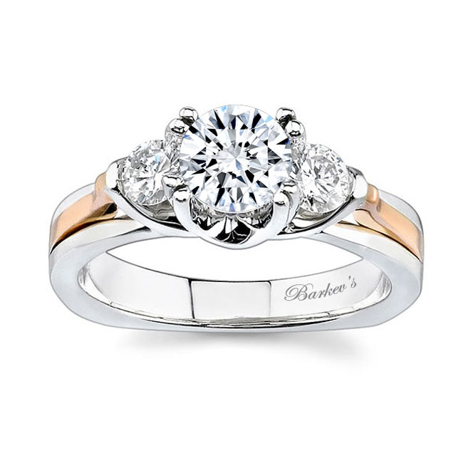 White Rose Gold 1 Carat 3 Stone Diamond Ring