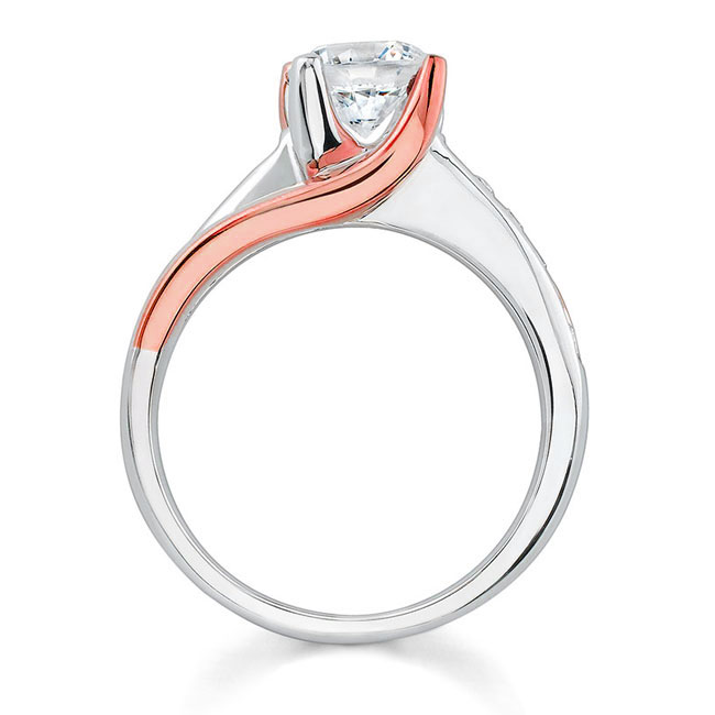 White Rose Gold 1 Ct Round Lab Diamond Ring Image 2