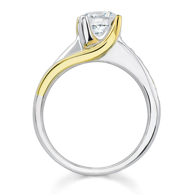 White Yellow Gold 1 Ct Round Lab Diamond Ring Image 2