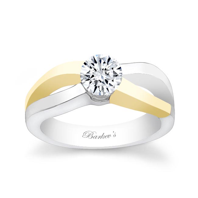 White Yellow Gold Channel Set 1 Ct Moissanite Solitaire Ring