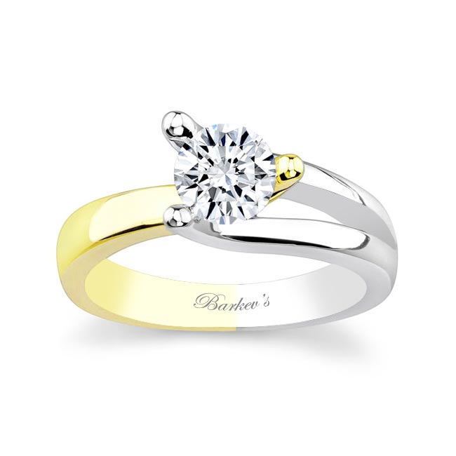 White Yellow Gold 1 Carat 3 Prong Moissanite Solitaire Ring